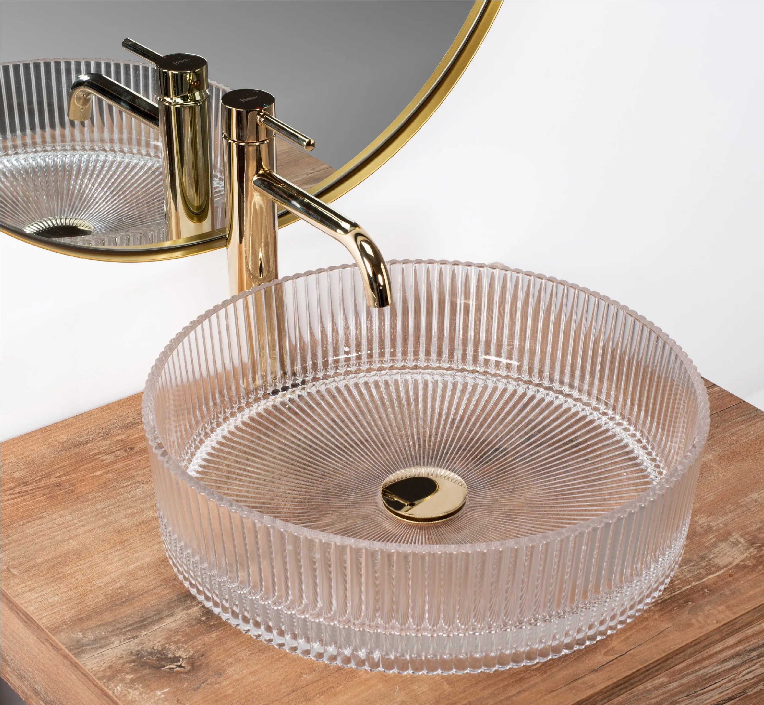 Rea Ingrid umywalka 39,5x39,5 cm okrągła nablatowa transparentna REA-U0278 - Wysyłka w 24h