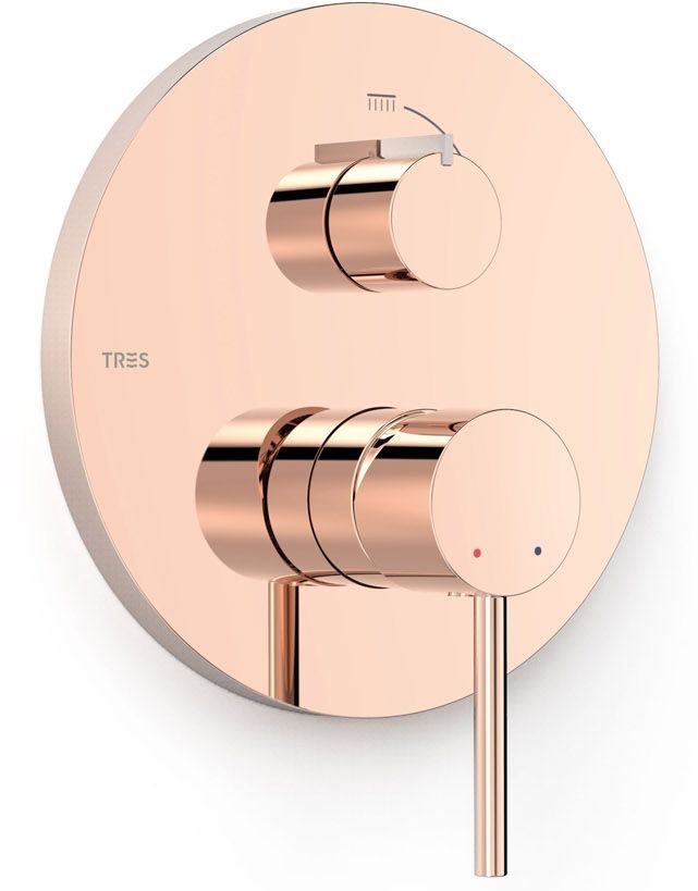 Tres Selection bateria wannowo-prysznicowa podtynkowa złoty połysk 26228110OR