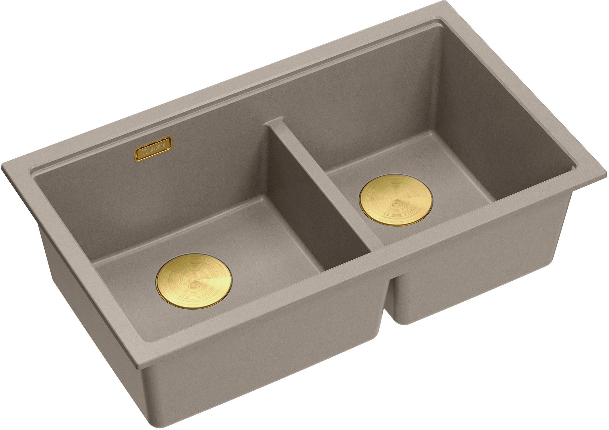 Quadron Logan 120 zlewozmywak granitowy 76x45 cm soft taupe/elementy złote HQL7645U4_PVDG1_U