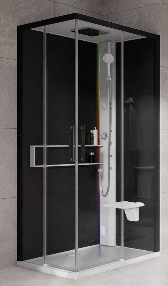 Novellini Glax 2 2.0 A kabina z hydromasażem 90x70 cm prawa parowa z brodzikiem biała G22A9079DM5-1UH