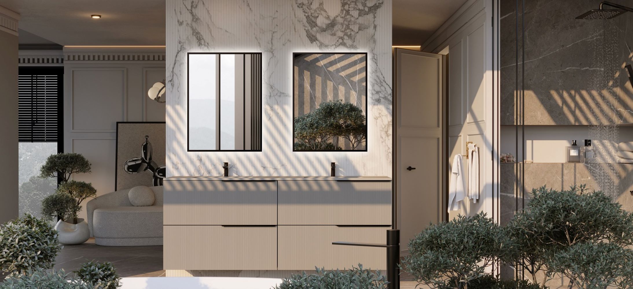 Elita Sharon lustro 60x80 cm prostokątne z oświetleniem black matt RE060603010560