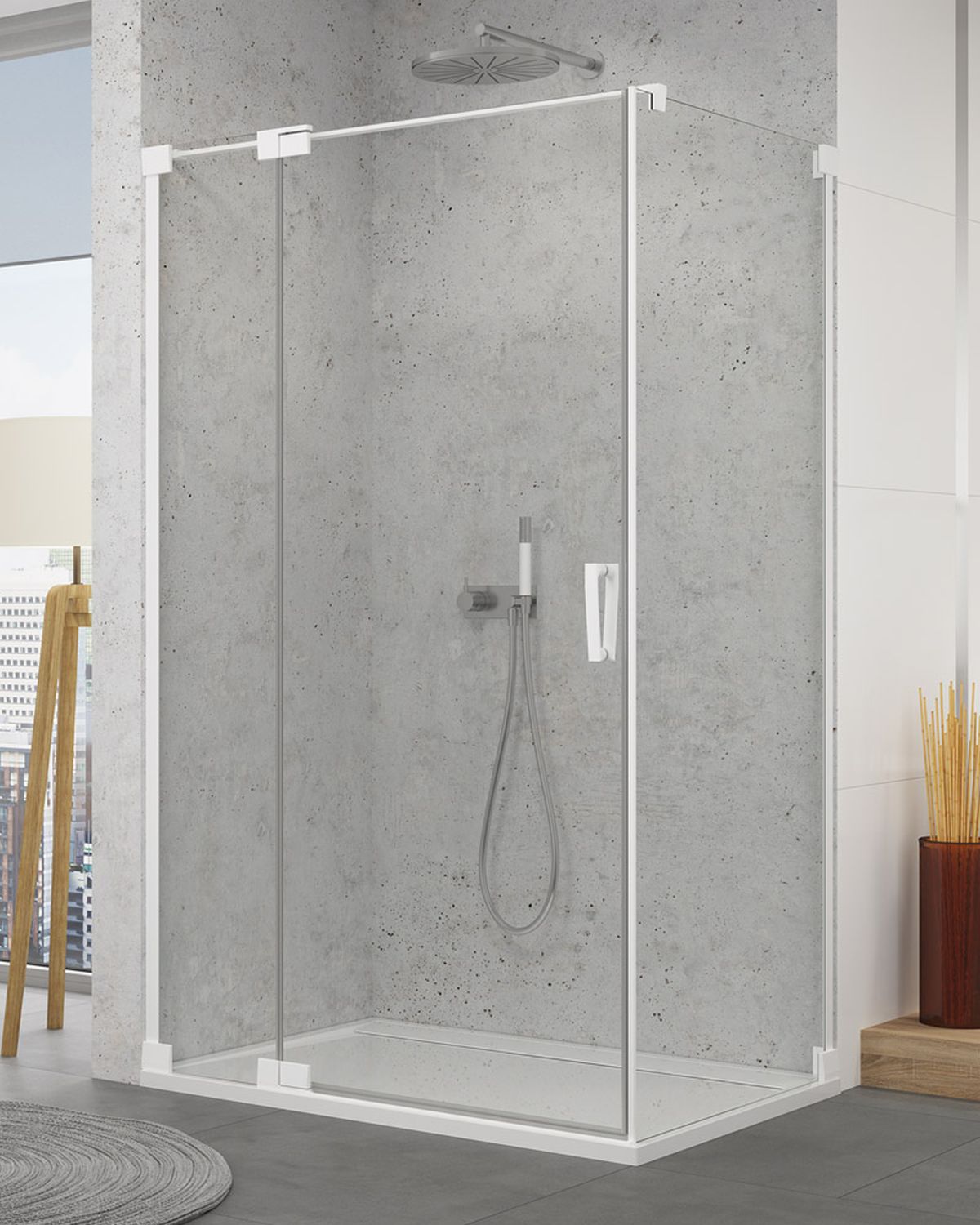 SanSwiss Cadura ścianka prysznicowa 80 cm boczna biały mat/szkło przezroczyste CAT10800907