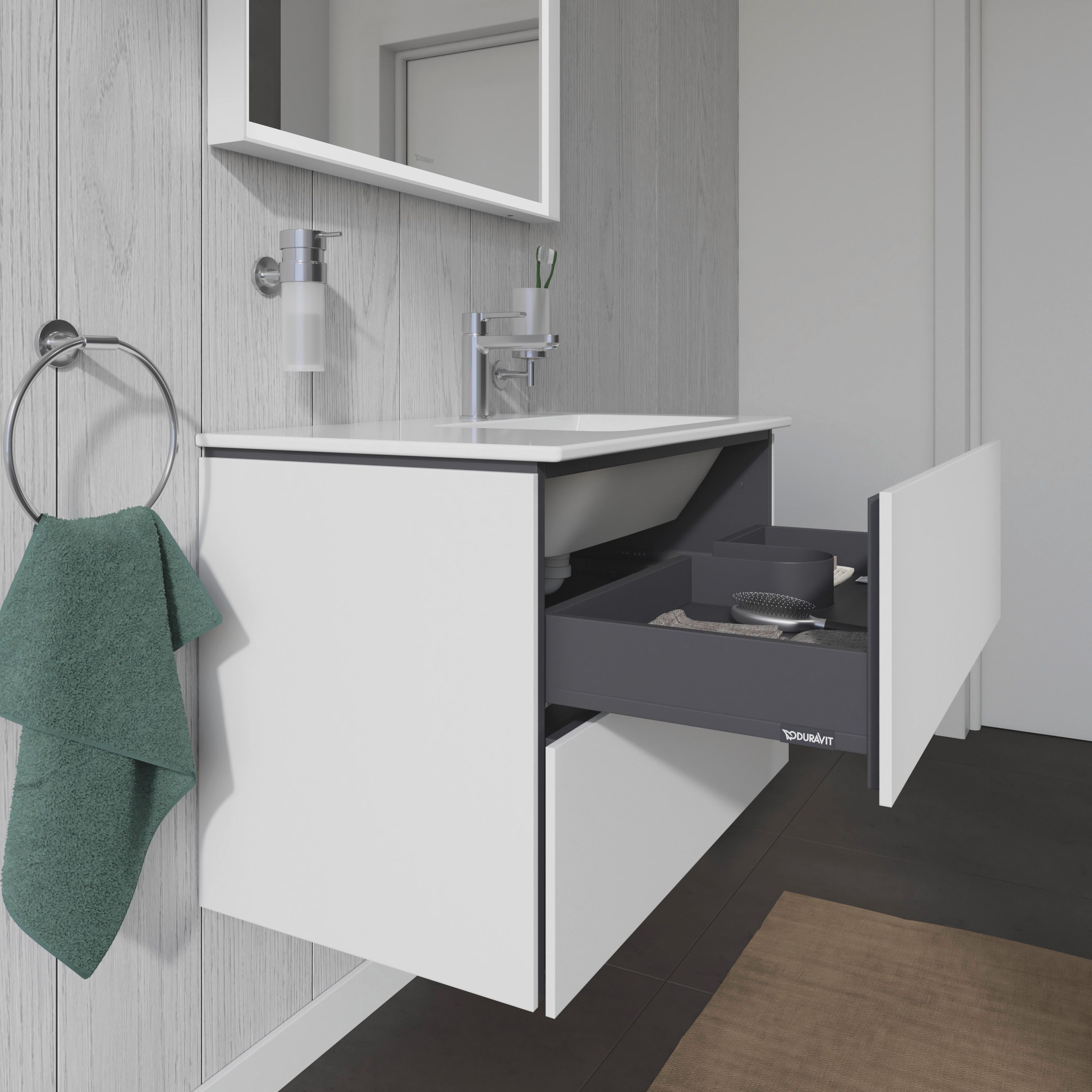 Duravit L-Cube szafka 82 cm podumywalkowa wisząca biały mat LC629201818