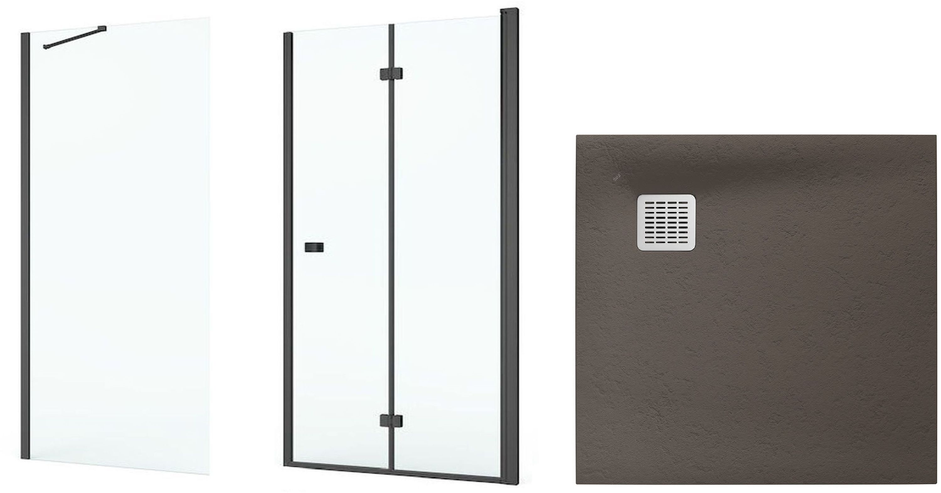 Zestaw Roca Capital kabina prysznicowa 80x80 cm kwadratowa MaxiClean z brodzikiem Terran cafe (AM4508016M, AM4408016M, AP10332032001660)