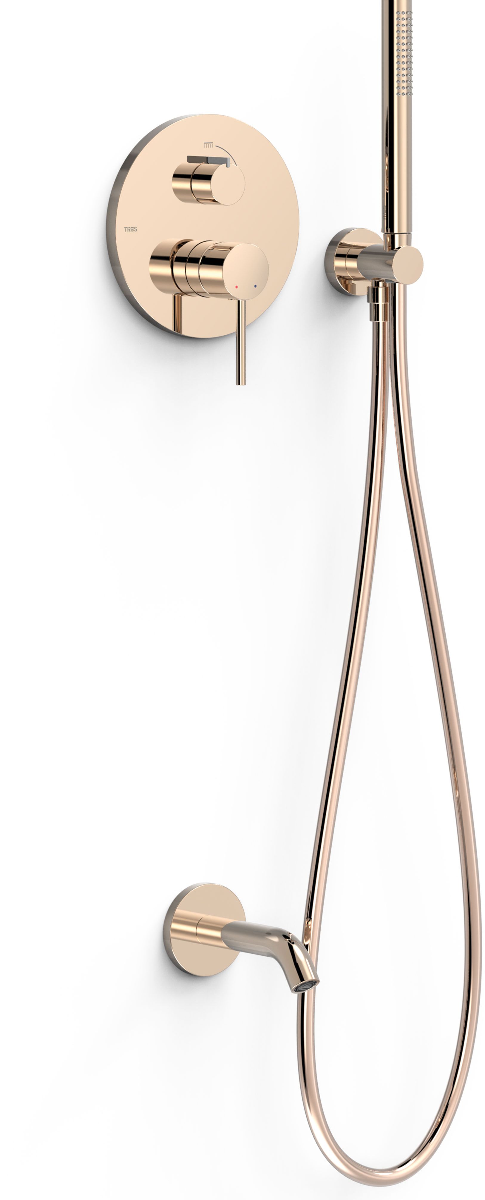 Tres Study Exclusive zestaw wannowo-prysznicowy podtynkowy różowe złoto 26228006OP