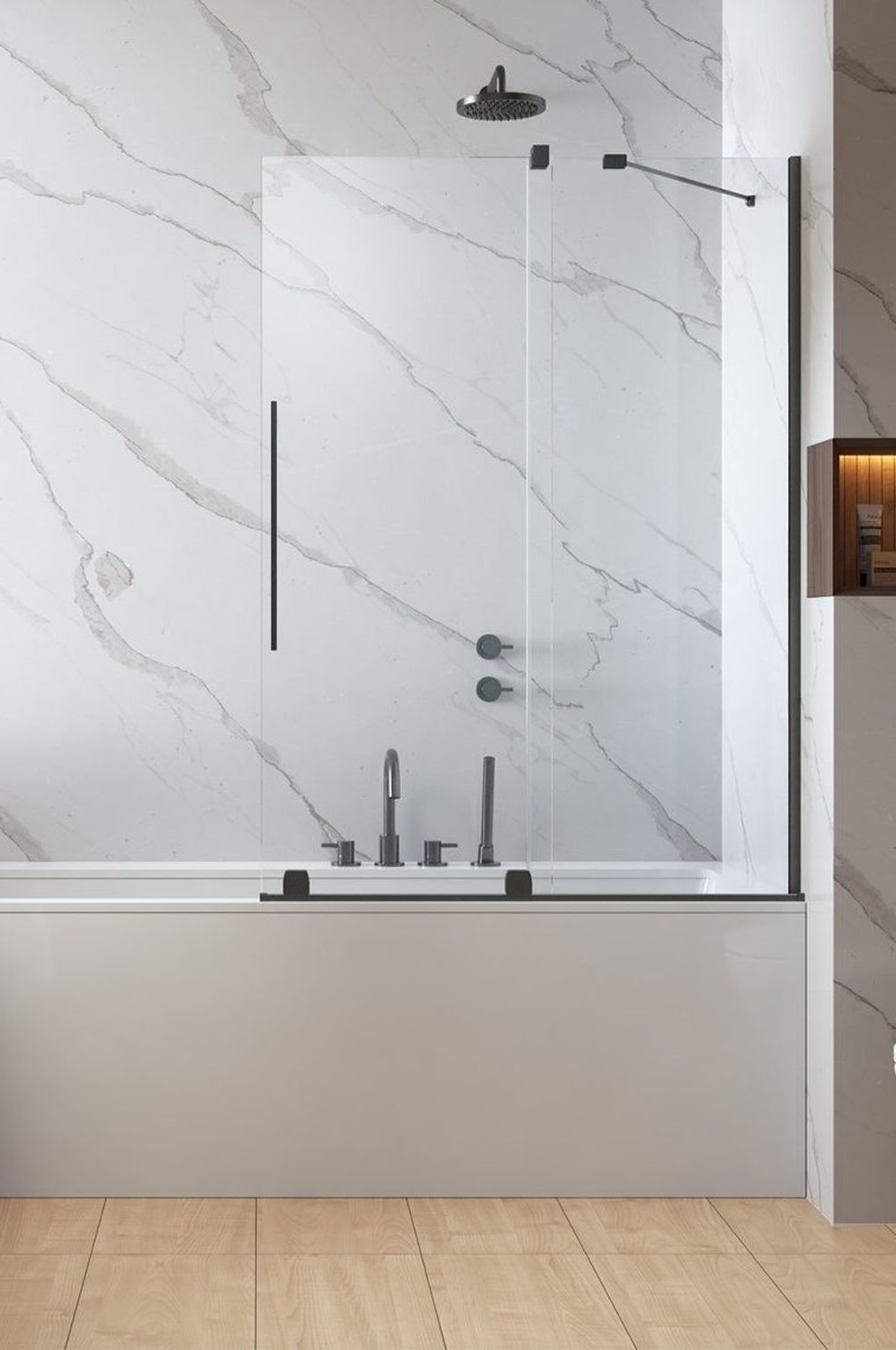 Radaway Furo PND II parawan nawannowy 100 cm prawy gunmetal szczotkowany/szkło przezroczyste 10109538-92-01R/10112494-01-01