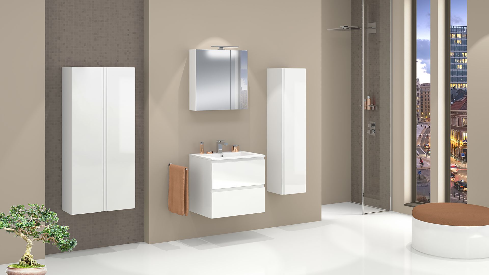 Astor Reno umywalka z szafką 60 cm biała AM-REU-620-27