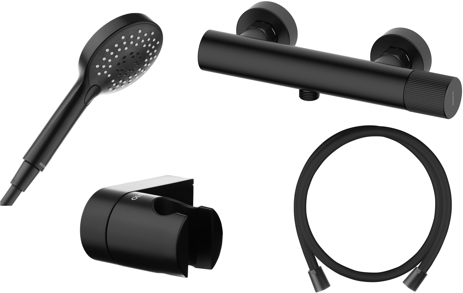 Zestaw Oltens Hamnes bateria prysznicowa ścienna z kompletem natryskowym czarny mat (33005300, 37402300, 37104300, 37200300) - Wysyłka w 24h