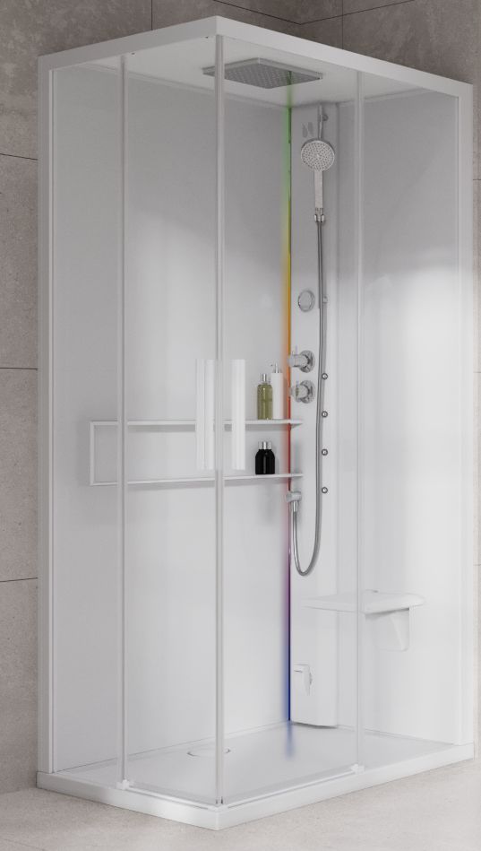 Novellini Glax 2 2.0 A kabina z hydromasażem 100x80 cm prawa parowa z brodzikiem total biała G22A108DT5-1UU