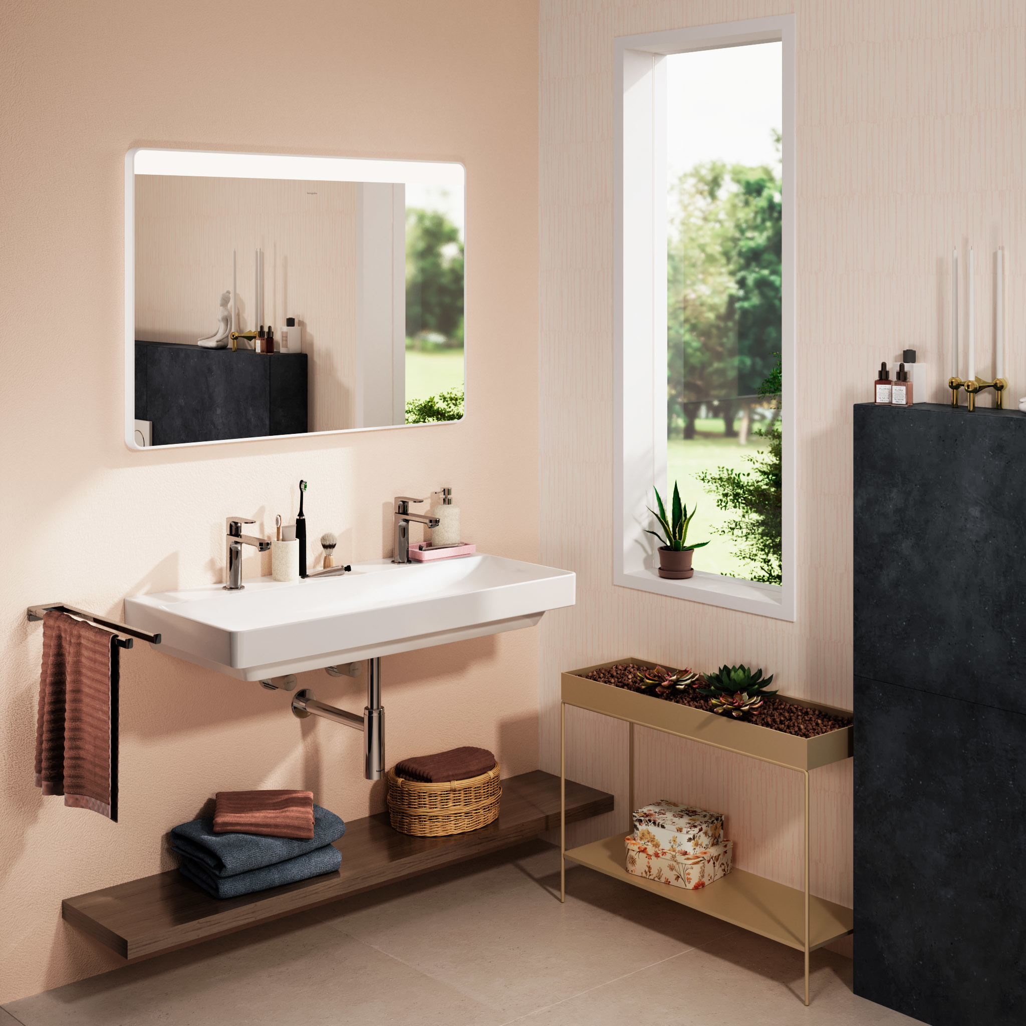 Hansgrohe Xarita Lite Q lustro 100x70 cm prostokątne z oświetleniem biały 54972700