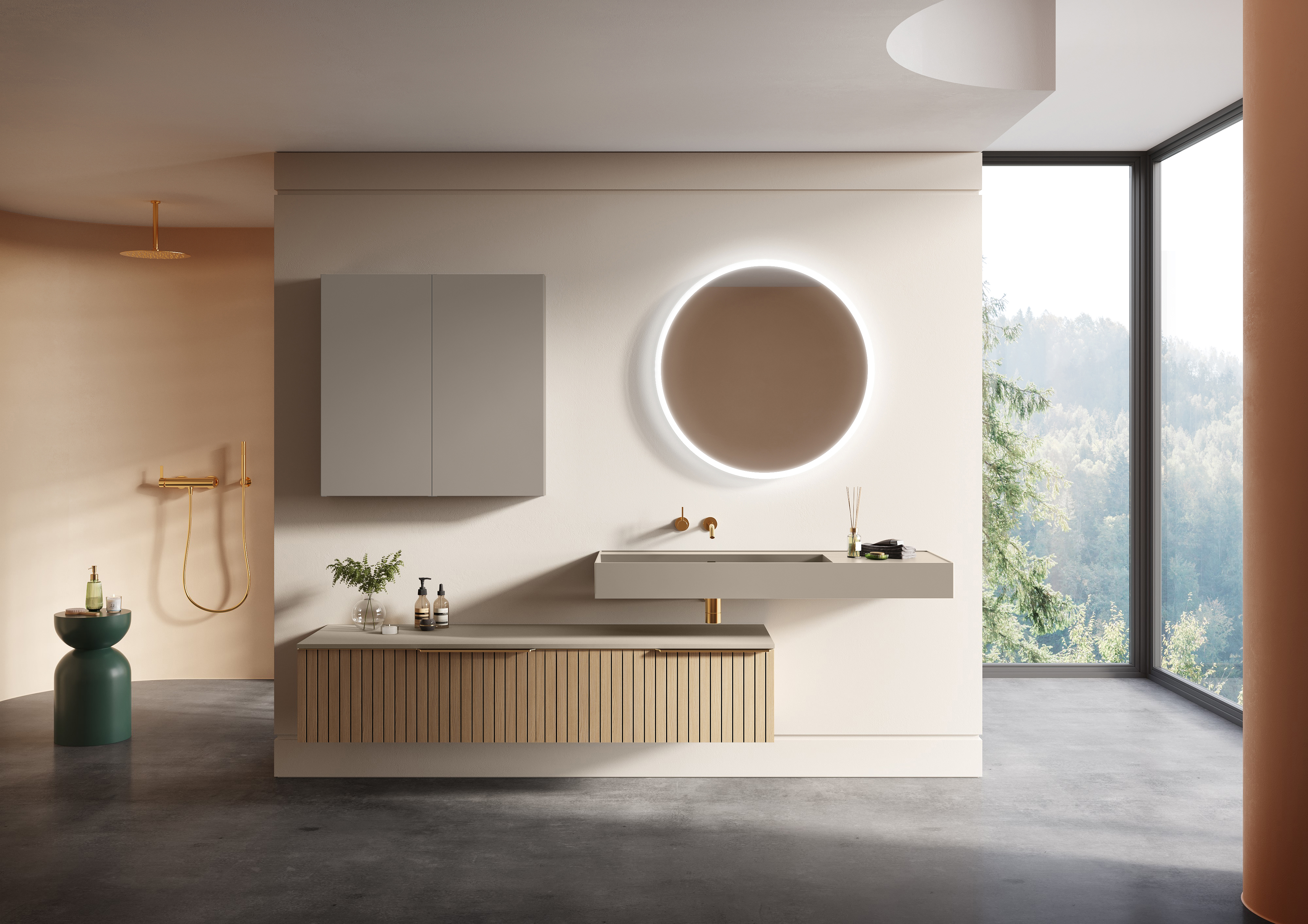 Elita Level umywalka 120,5x45,5 cm prostokątna ścienna lewa fume matt RE041461197020