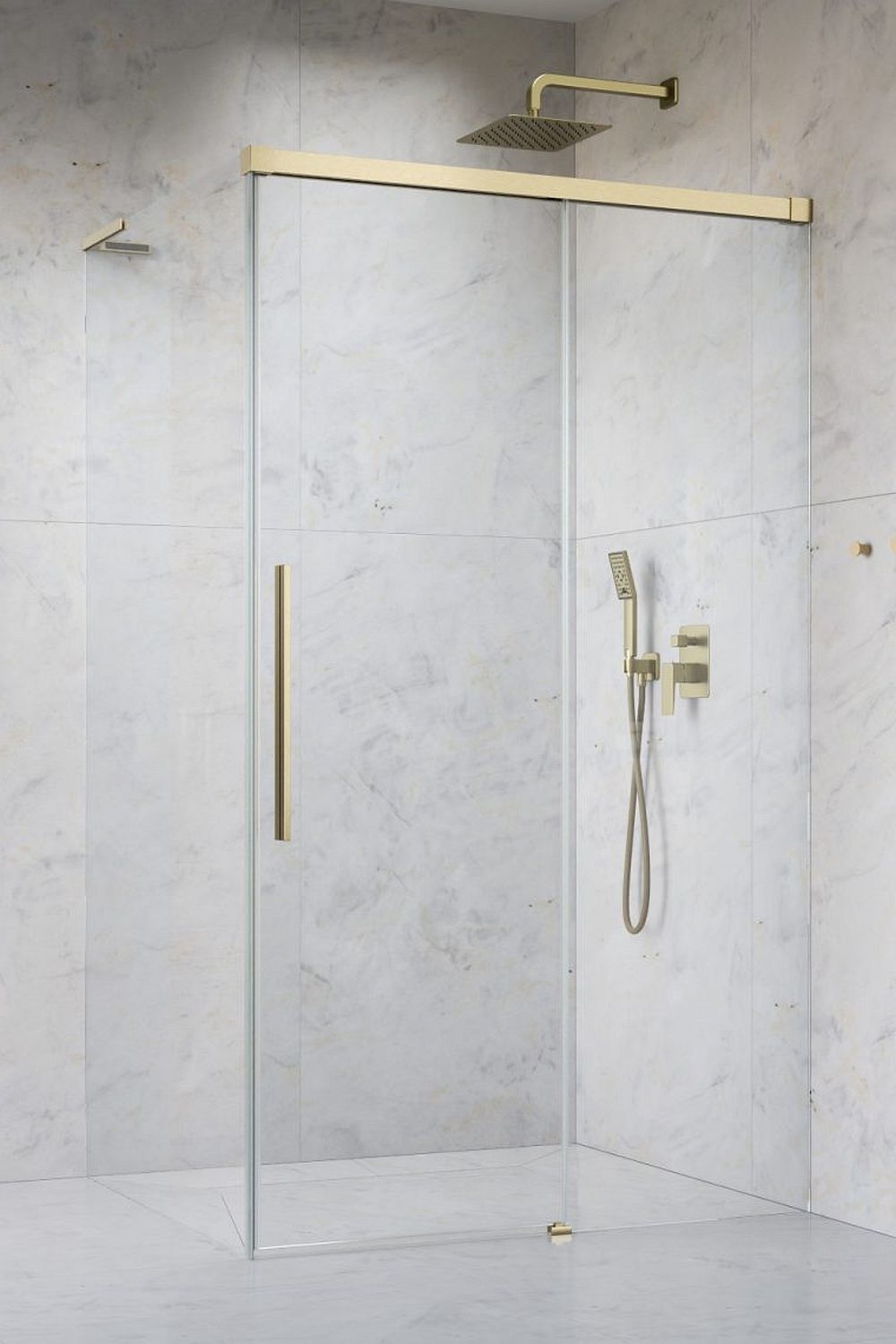 Radaway Idea 8 Brushed Gold QL KDJ drzwi prysznicowe 56,7 cm rozsuwane złoty szczotkowany/szkło przezroczyste 10550567-99-01R