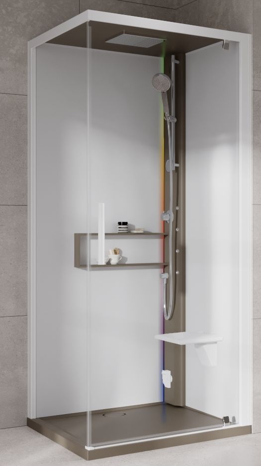 Novellini Glax 2 2.0 G+F kabina z hydromasażem 90 cm kwadratowa prawa parowa z brodzikiem corda G22GF99DM5-1TU