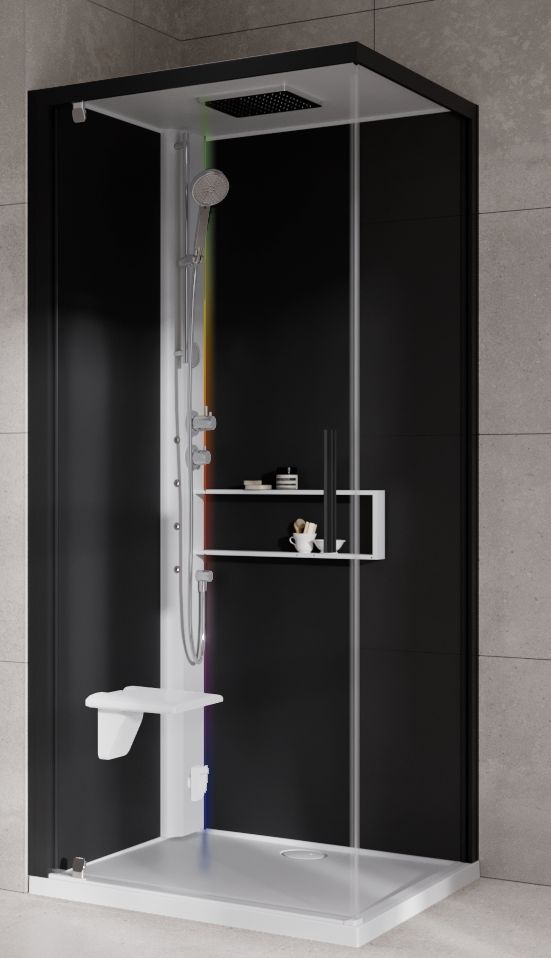 Novellini Glax 2 2.0 G+F kabina z hydromasażem 80 cm kwadratowa lewa parowa z brodzikiem biała G22GF89ST5-1UH