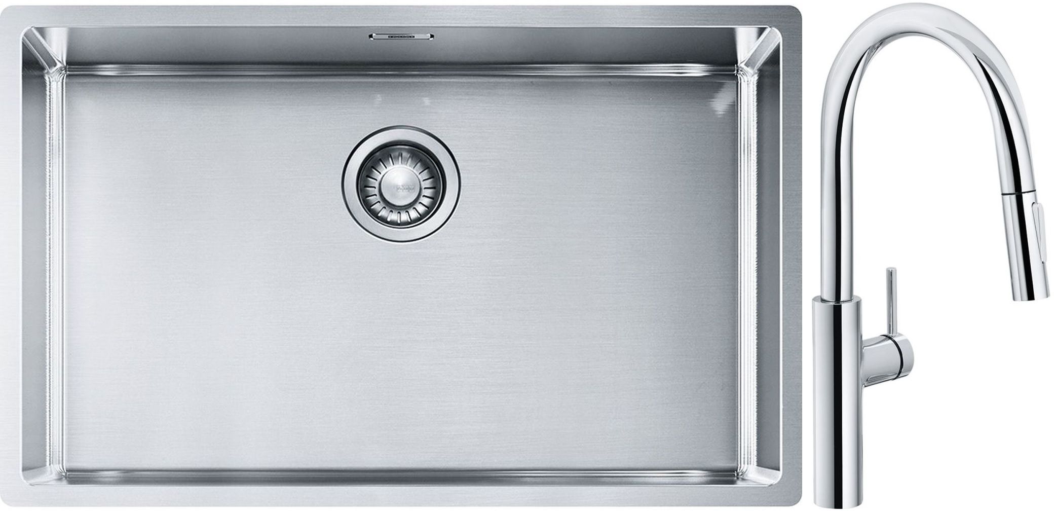 Franke Box BXX 210/110-68 zlewozmywak 72,5x45 cm stalowy z baterią kuchenną Pescara L Slide-In chrom (1270453658, 1150538940) - Wysyłka w 24h