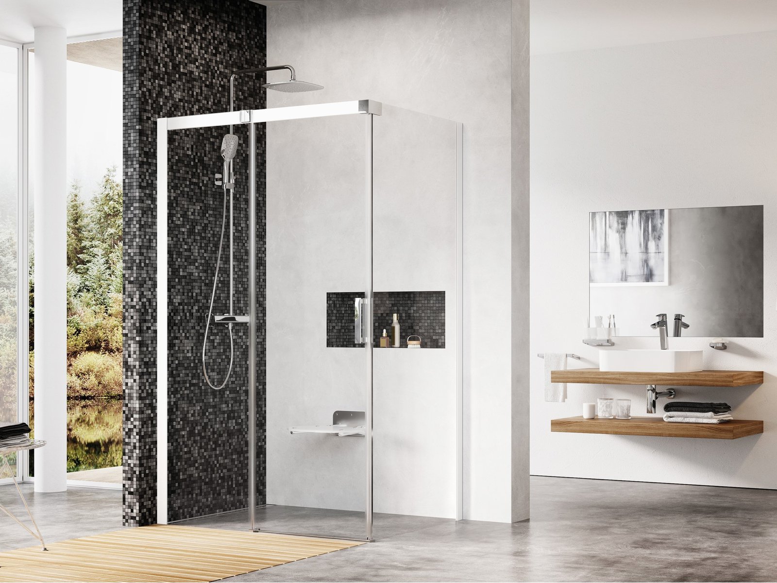 Ravak Matrix MSDPS-110/80 L kabina prysznicowa 110x80 cm prostokątna lewa biały/szkło przezroczyste 0WLD4100Z1