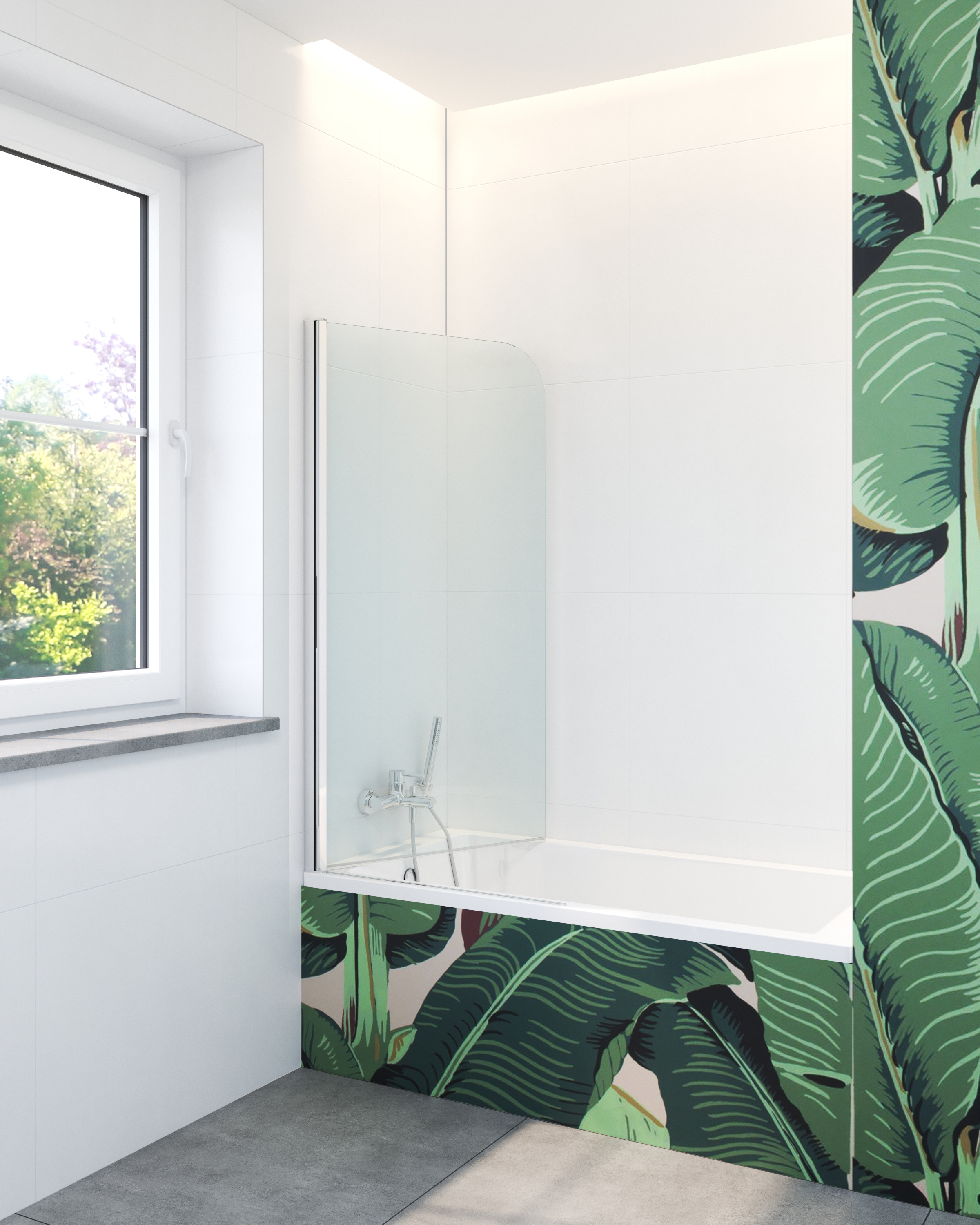 Hagser Anke I parawan nawannowy 70 cm 1-częściowy chrom błyszczący/szkło przezroczyste HGR10000023 - Wysyłka w 24h