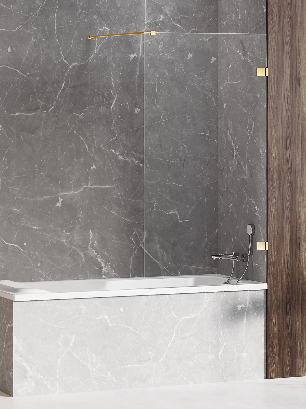 New Trendy Avexa Gold Shine parawan nawannowy 90 cm 1-częściowy złoty połysk/szkło przezroczyste EXK-2174-WP