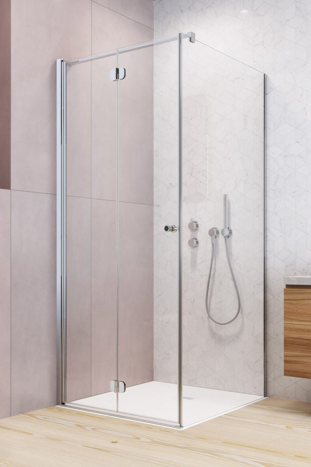 Radaway Eos KDJ B kabina prysznicowa 90x90 cm kwadratowa lewa chrom/szkło przezroczyste 137403-01-01L