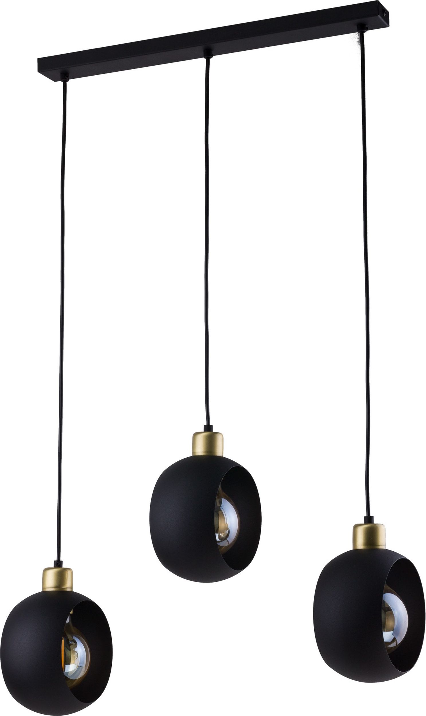 TK Lighting Cyklop Black lampa wisząca 3x15W czarna/złota 2753