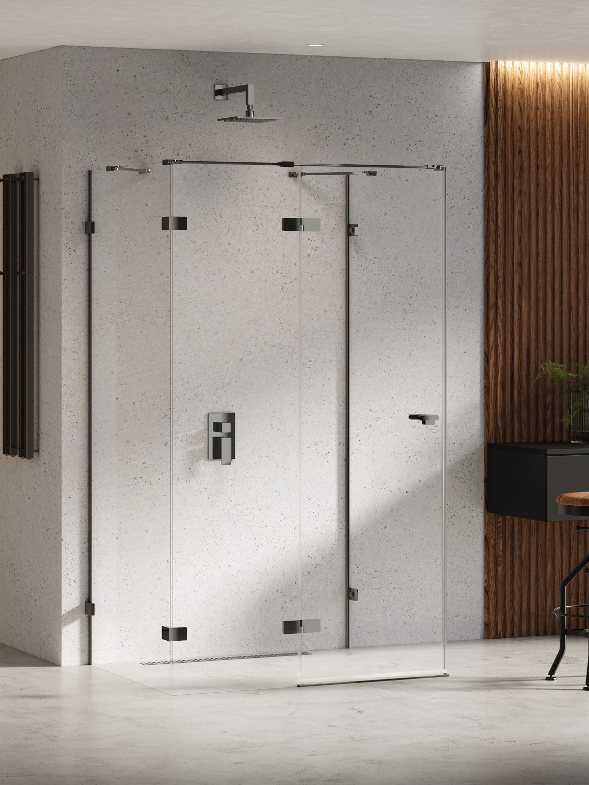 New Trendy Eventa Black Chrome kabina prysznicowa 100x80 cm prostokątna lewa czarny chrom połysk/szkło przezroczyste EXK-6260