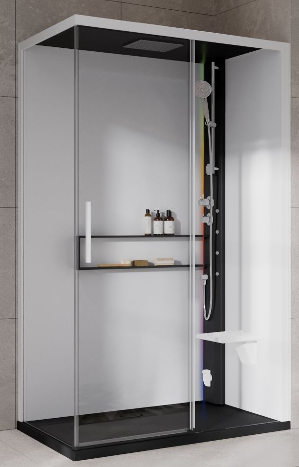 Novellini Glax 2 2.0 2P kabina z hydromasażem 120x80 cm parowa z brodzikiem prawa czarna G222P120DT5-1HU