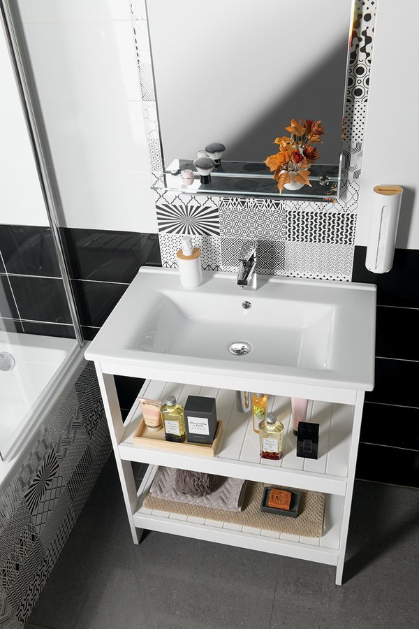 Aqualine Zuno umywalka 75x45 cm prostokątna ścienna-meblowa biała 9075