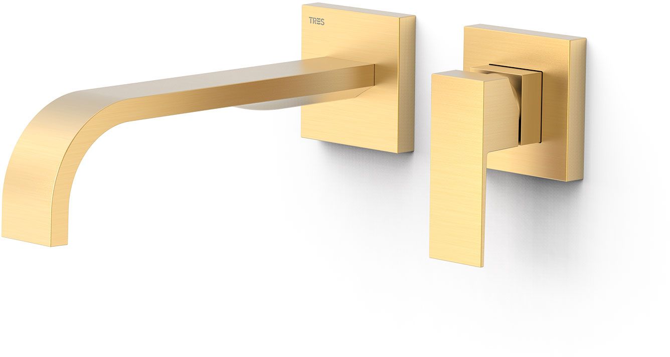 Tres Cuadro-Tres bateria umywalkowa podtynkowa złoty mat 24k 00630022OM