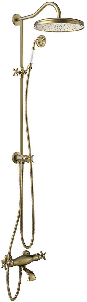 Tres Monoclasic zestaw prysznicowy ścienny termostatyczny z deszczownicą stary mosiądz 242.198.01.LV