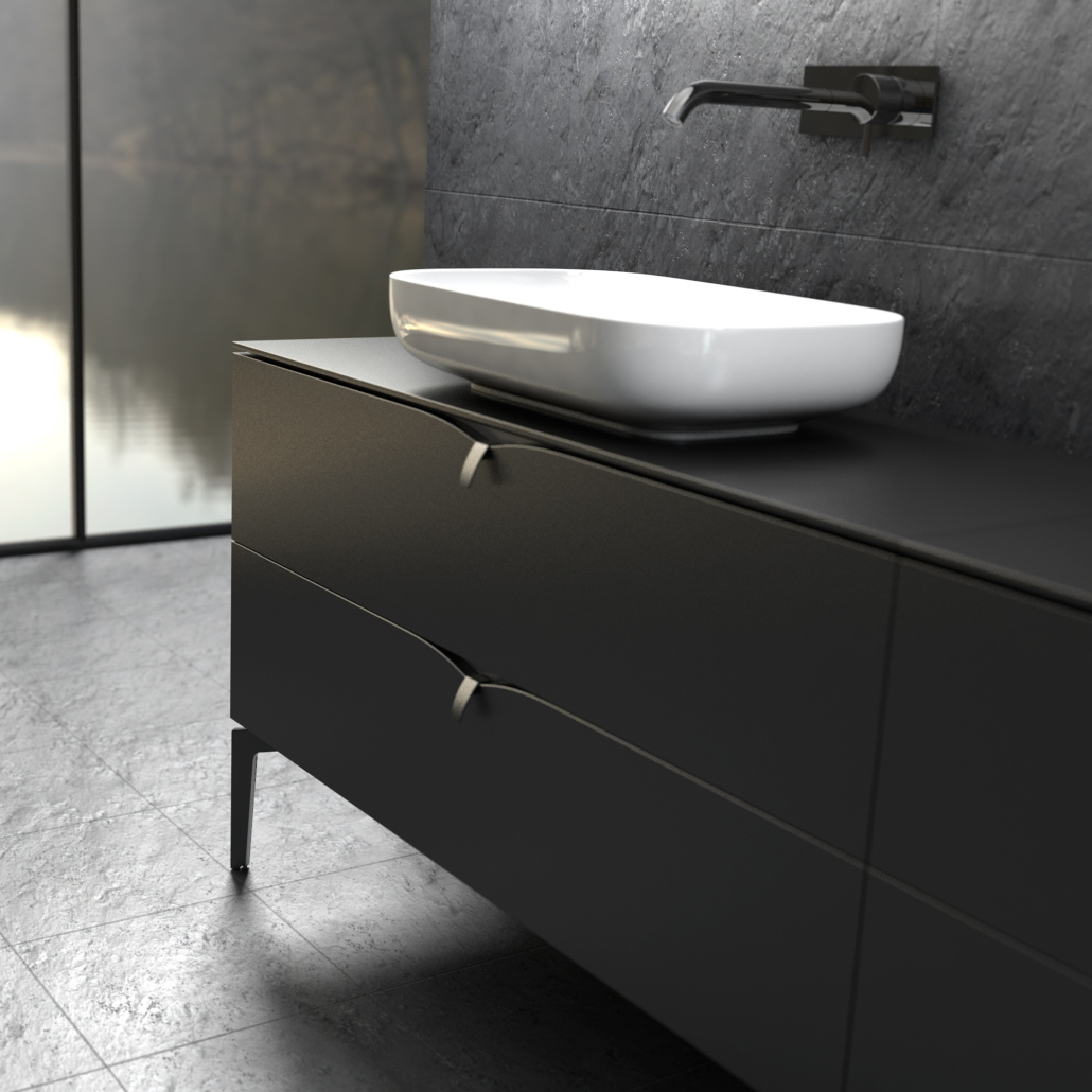 Oristo Siena szafka 119,6x45,5x50 cm podumywalkowa wisząca czarna OR45-SD2S-120-8