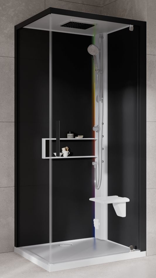 Novellini Glax 2 2.0 G+F kabina z hydromasażem 80 cm kwadratowa prawa parowa z brodzikiem biała G22GF89DM5-1UH