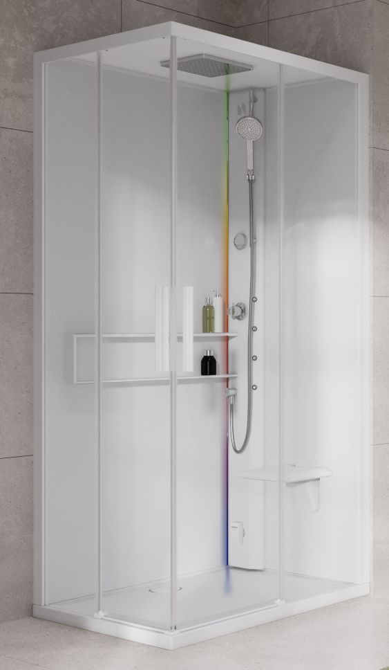 Novellini Glax 2 2.0 A kabina z hydromasażem 100x100 cm parowa z brodzikiem total biała G22A100M5-1UU