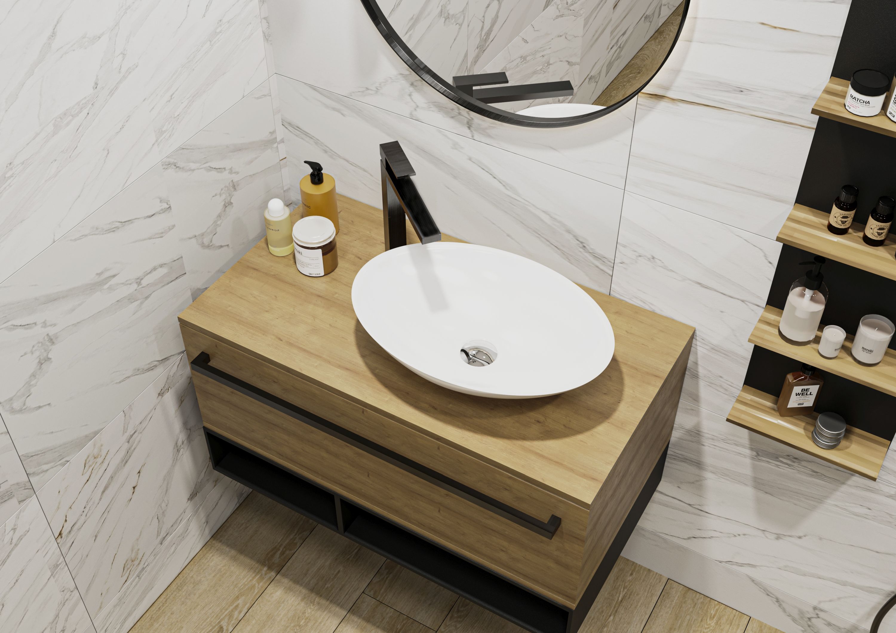 Miraggio Kristina umywalka 50x35 cm nablatowa owalna biały połysk 0000761