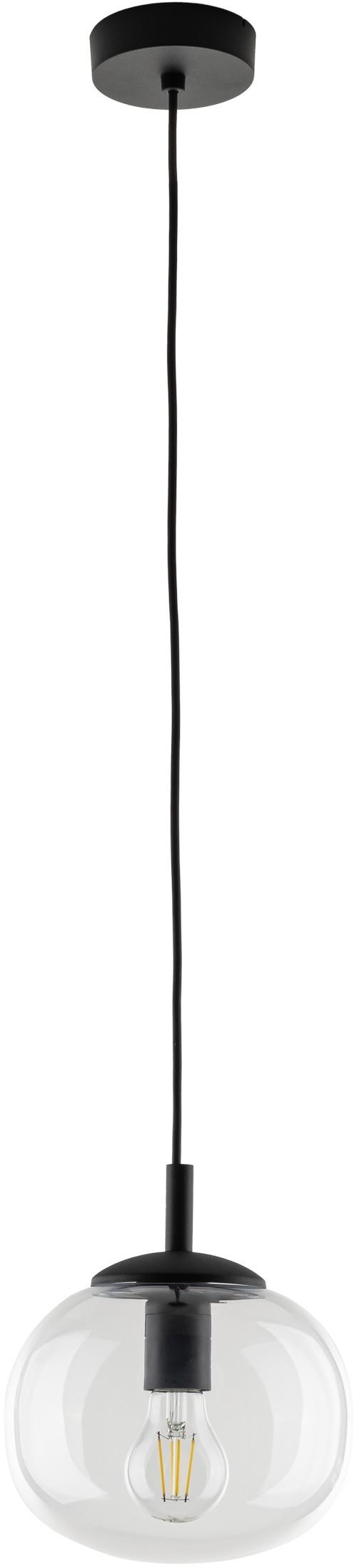 TK Lighting Vibe Transparent lampa wisząca 1x15W czarny/szkło przezroczyste 5823