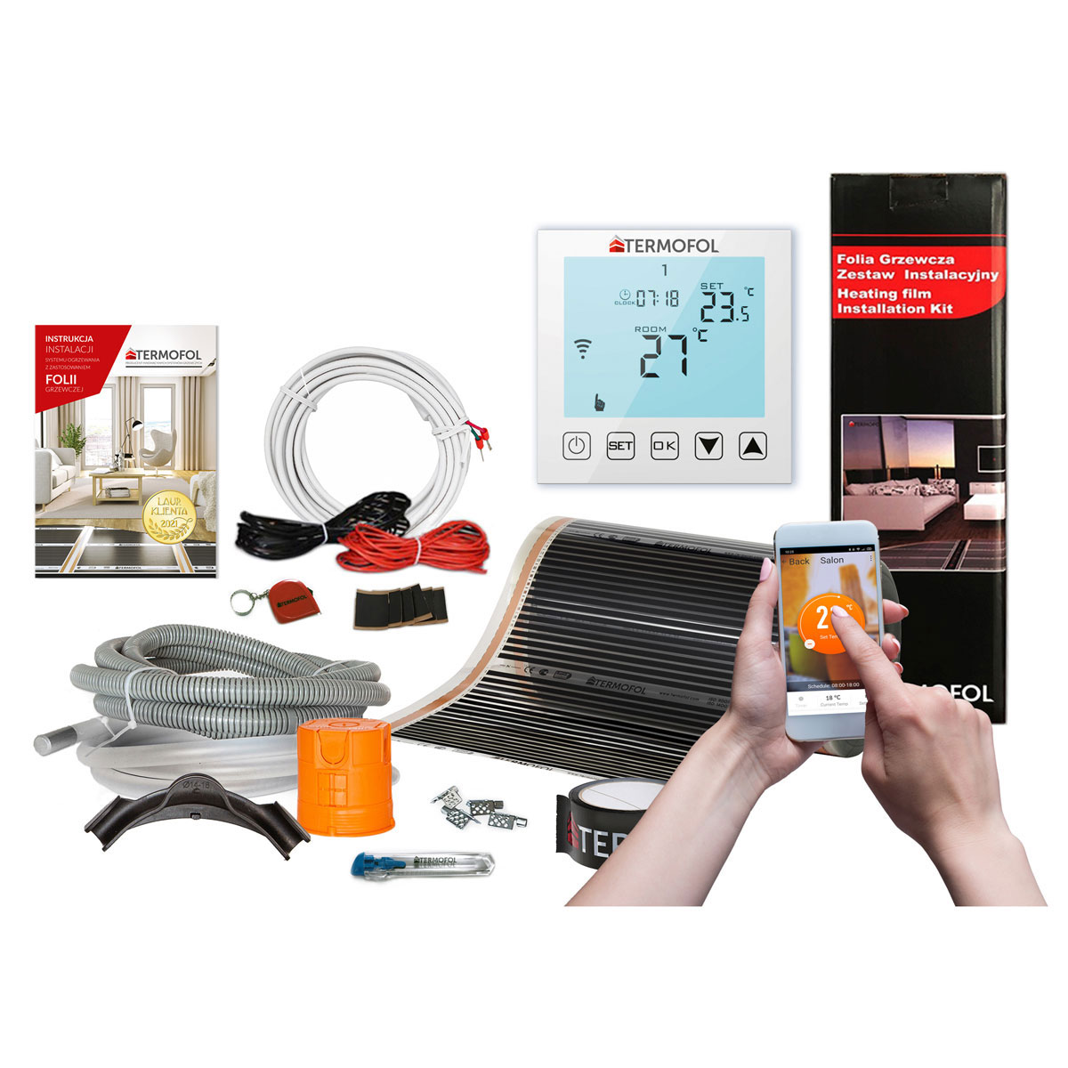Termofol TF folia grzewcza 4 m2 140W/m2 z akcesoriami i termoregulatorem TF-WIFI białym TF310.140.WIFI.40