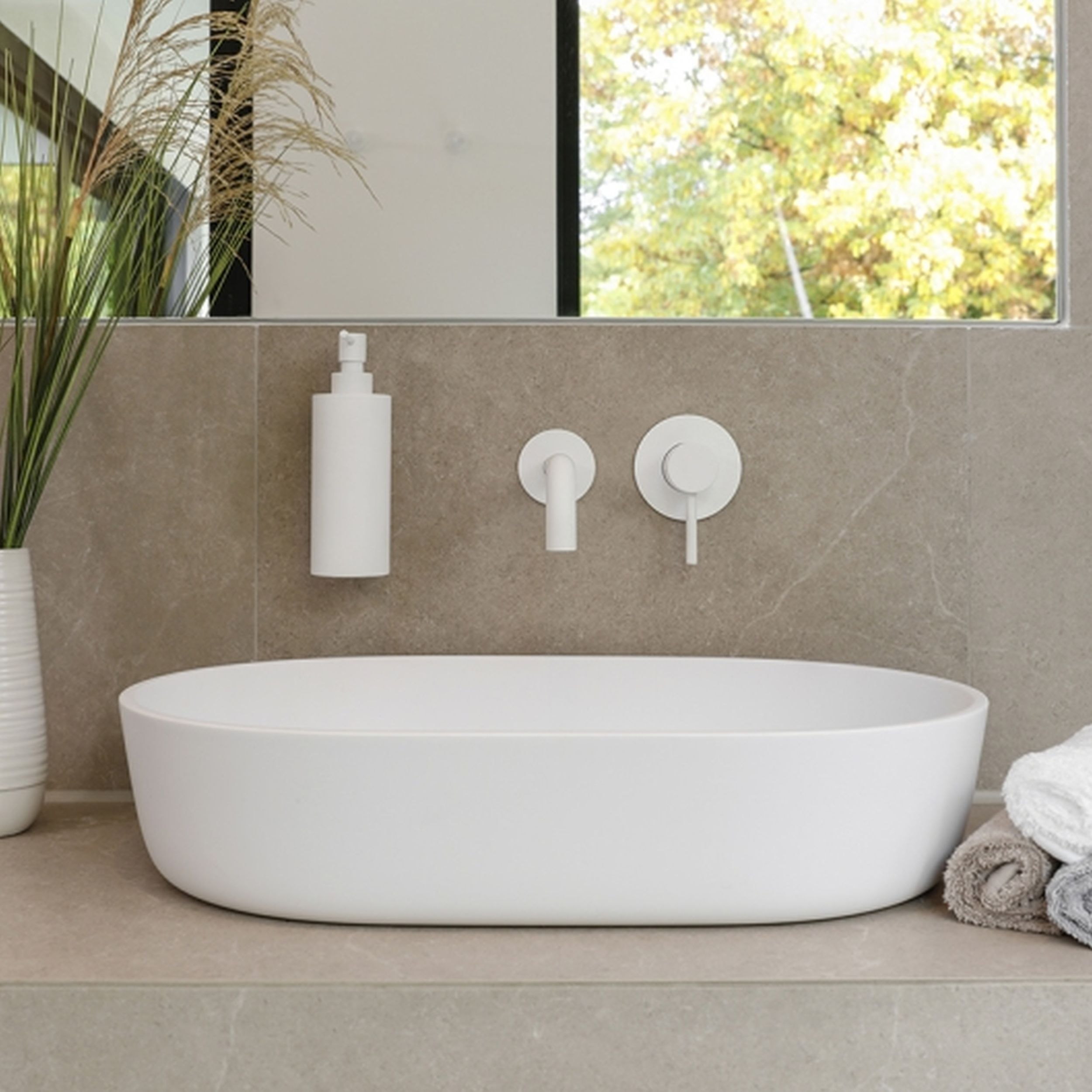 Herzbach Deep White bateria umywalkowa podtynkowa biały mat 23.203754.1.07