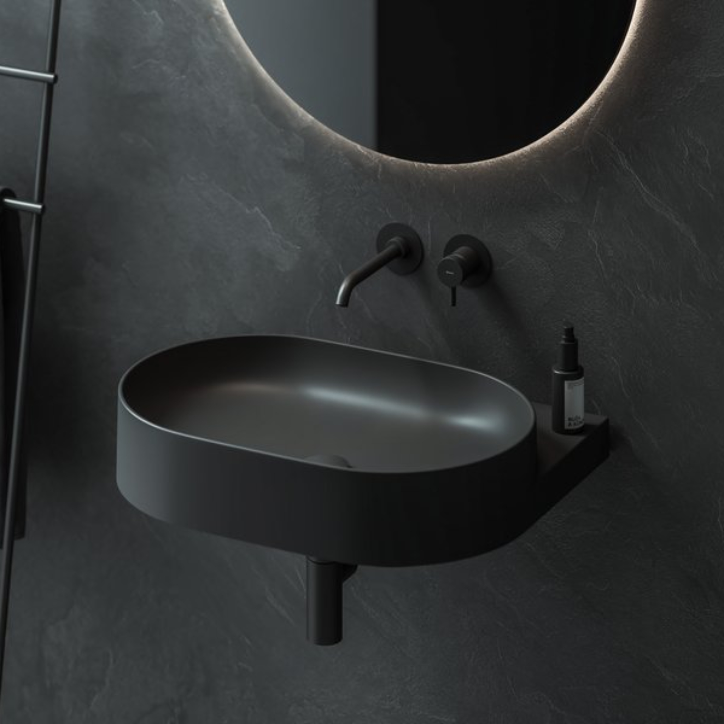Ravak Yard umywalka 60,5x50 cm półokrągła czarna XJX0D060000