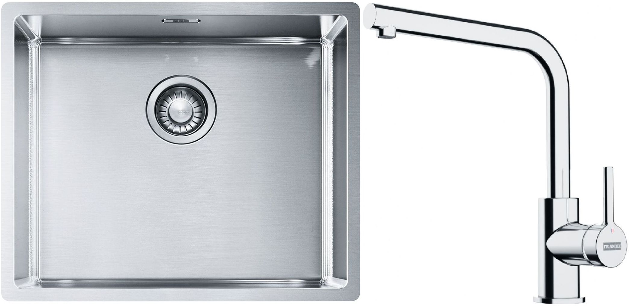 Franke Box BXX 110-50/BXX 210-50 zlewozmywak 54x45 cm stalowy z baterią kuchenną Lina chrom (1270453656, 1150693230)
