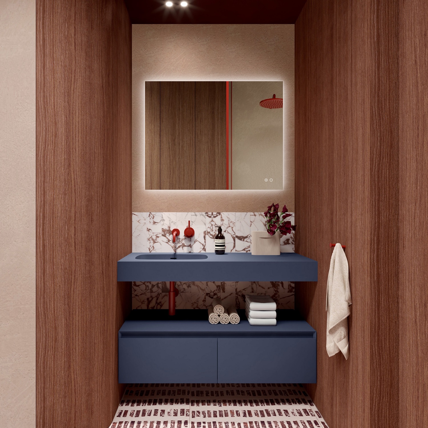 Elita Square lustro 100x80 cm prostokątne z oświetleniem z matą grzewczą white matt RE069529000010