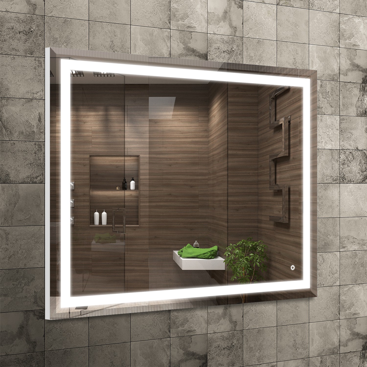 Venti Willa lustro 100x80 cm prostokątne z oświetleniem srebrny - Wysyłka w 24h