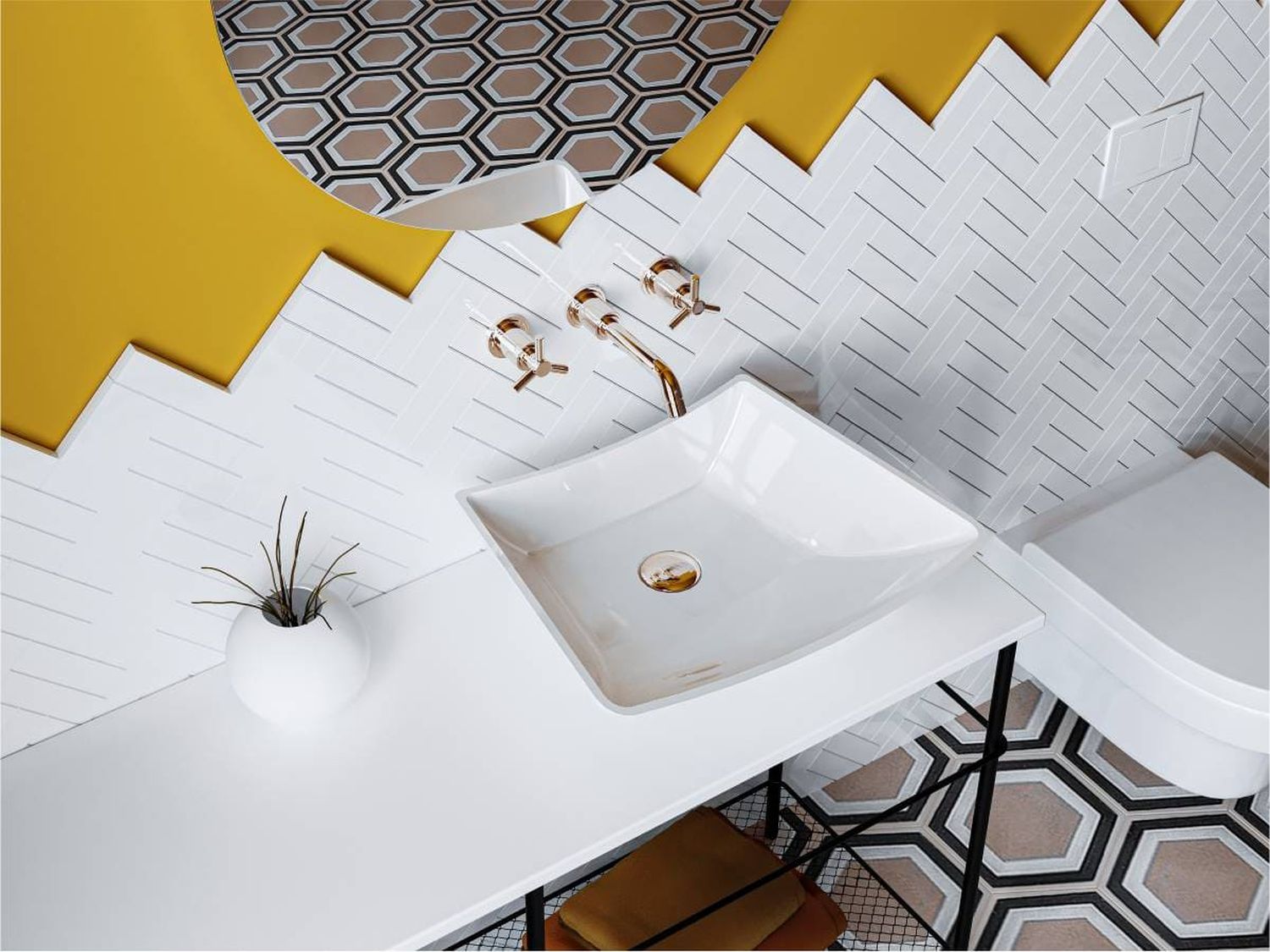 Miraggio Glasgow umywalka 49,1x42 cm nablatowa biały połysk 0000530