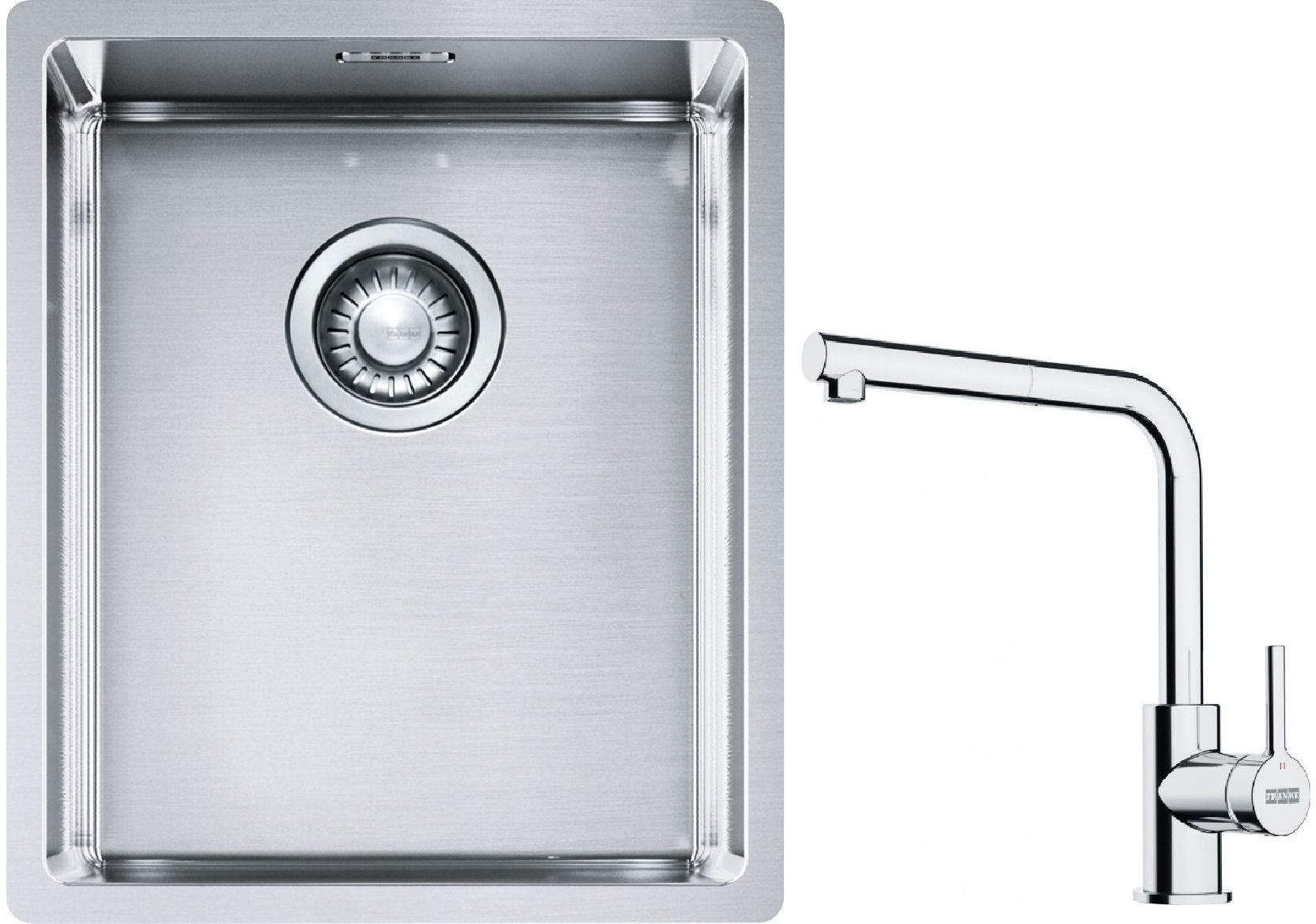 Franke Box BXX 210/110-34 zlewozmywak 38x45 cm stalowy z baterią kuchenną Lina chrom (1270453653, 1150712420)