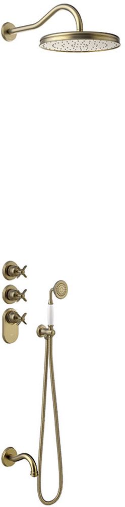 Tres Monoclasic zestaw prysznicowy podtynkowy termostatyczny z deszczownicą stary mosiądz 242.353.01.LV