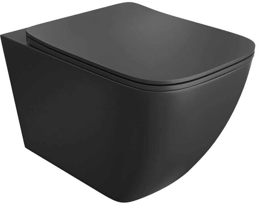 LaVita Onil miska WC z deską wolnoopadającą wisząca bez kołnierza czarny mat