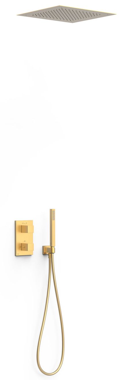 Tres Therm-Box zestaw prysznicowy podtynkowy termostatyczny z deszczownicą złoty mat 24-K 00625005OM