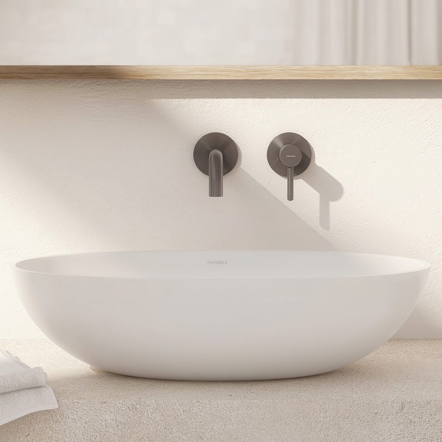 Omnires Shell M+ umywalka 60x35 cm owalna nablatowa biały mat SHELLUNBM - Wysyłka w 24h