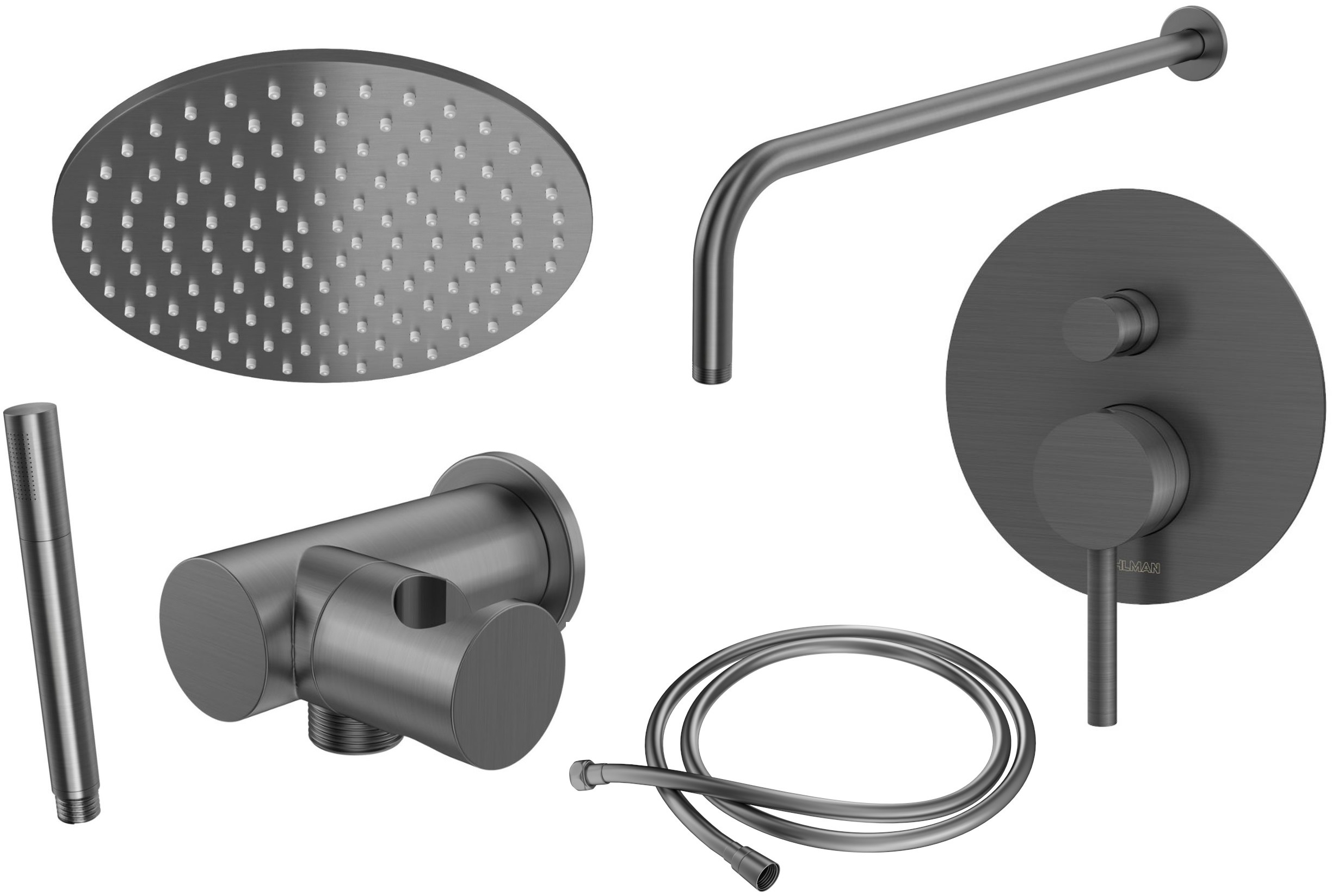 Kohlman Axel Gray zestaw prysznicowy podtynkowy z deszczownicą grafit szczotkowany QW210AGR30