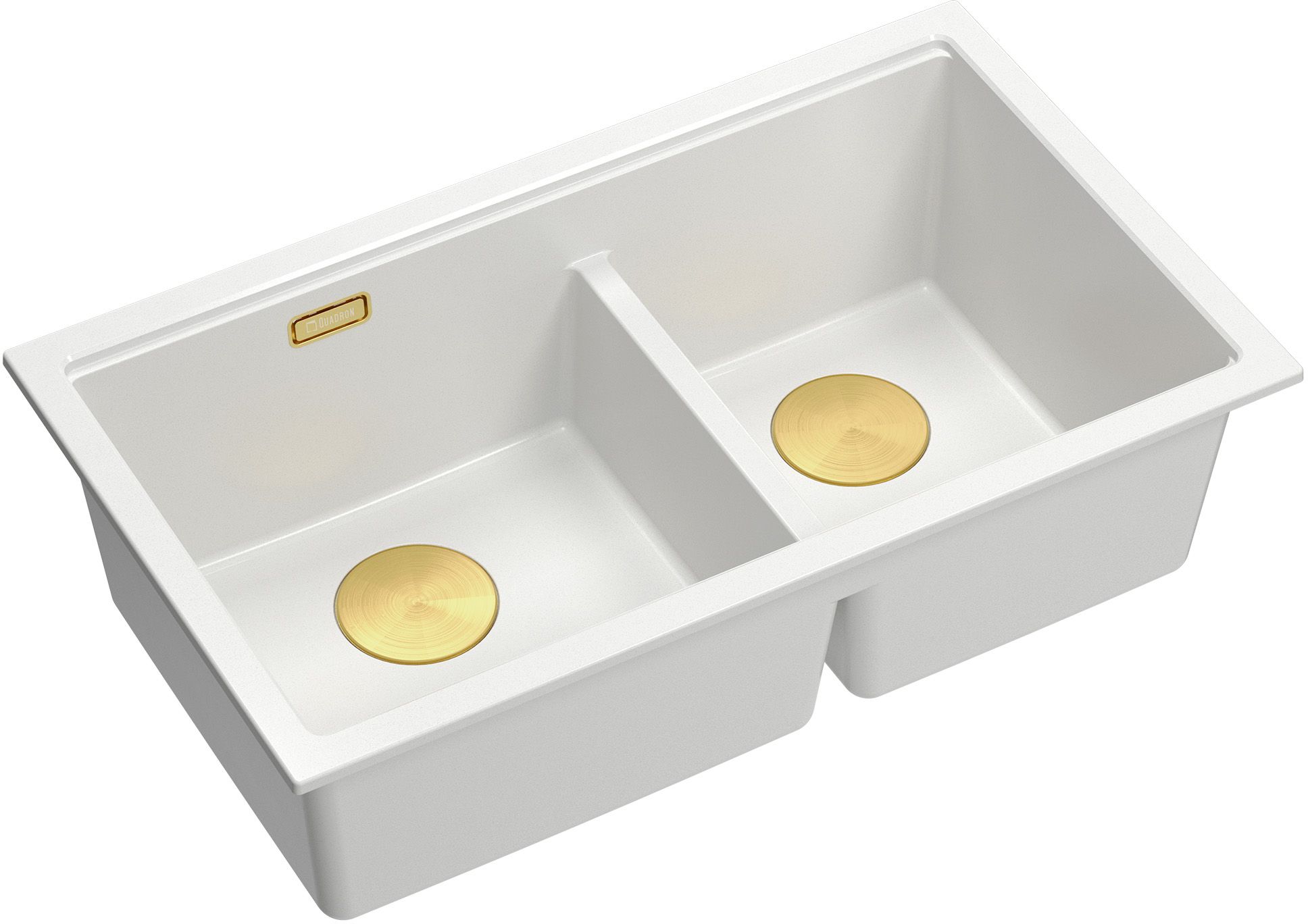 Quadron Logan 120 zlewozmywak granitowy 76x45 cm snow white/elementy złote HQL7645U1_PVDG1_U