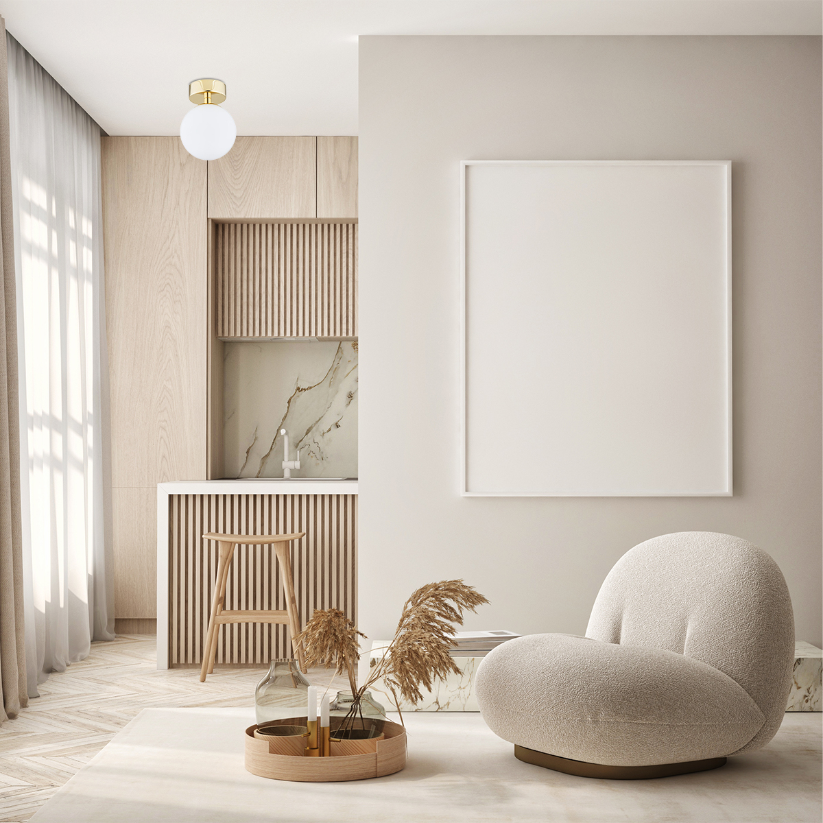 Argon Flavio lampa podsufitowa 1x7W mosiądz/opal mat 4004