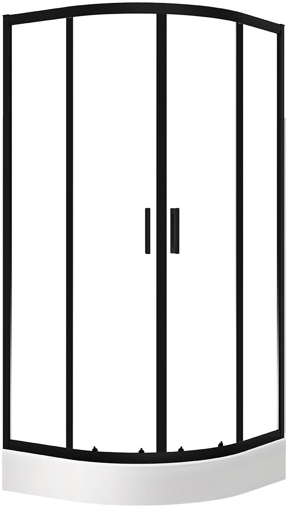 Laveo Bresso kabina z brodzikiem 90x90 cm półokrągła czarny mat/szkło przezroczyste JKDD796Z